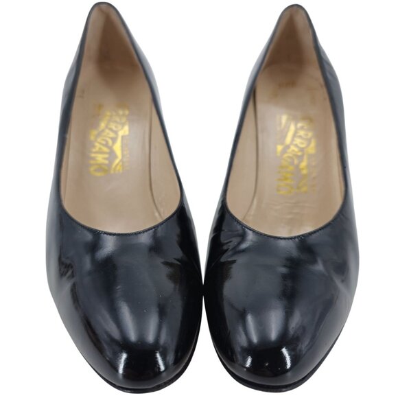 Vintage Salvatore Ferragamo Black Leather Dress Pumps Womens Size 8 Formal Heels - Picture 9 of 13